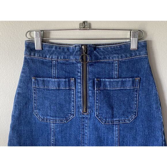 Madewell Zip Jean Skirt Denim Above The Knee Style# G5457 Size 24 Pockets - Picture 2 of 5
